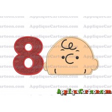 Charlie Brown Peanuts Head Applique Embroidery Design Birthday Number 8