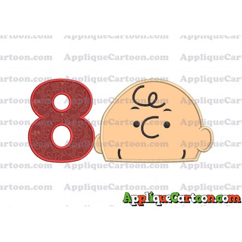 Charlie Brown Peanuts Head Applique Embroidery Design Birthday Number 8