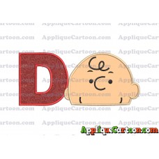 Charlie Brown Peanuts Head Applique Embroidery Design With Alphabet D