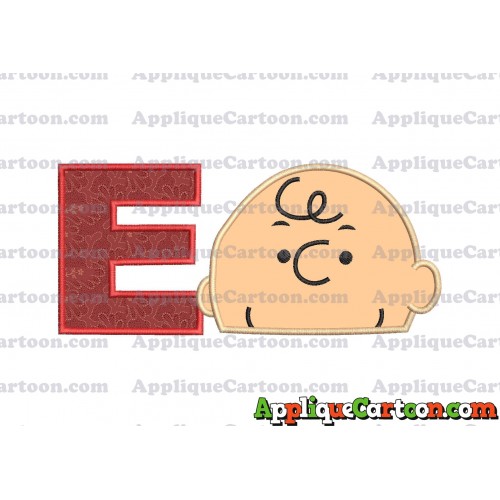 Charlie Brown Peanuts Head Applique Embroidery Design With Alphabet E