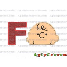 Charlie Brown Peanuts Head Applique Embroidery Design With Alphabet F