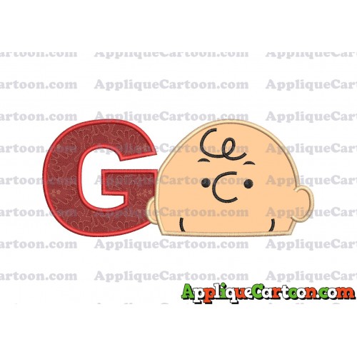 Charlie Brown Peanuts Head Applique Embroidery Design With Alphabet G