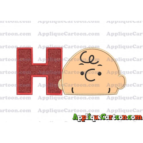 Charlie Brown Peanuts Head Applique Embroidery Design With Alphabet H