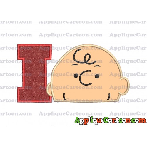 Charlie Brown Peanuts Head Applique Embroidery Design With Alphabet I