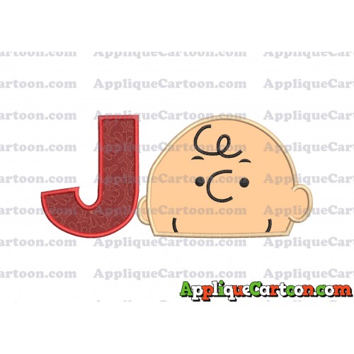 Charlie Brown Peanuts Head Applique Embroidery Design With Alphabet J