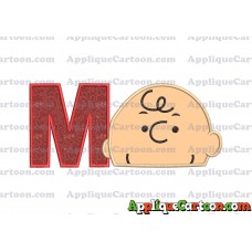 Charlie Brown Peanuts Head Applique Embroidery Design With Alphabet M