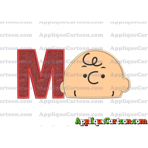 Charlie Brown Peanuts Head Applique Embroidery Design With Alphabet M