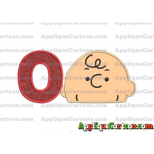 Charlie Brown Peanuts Head Applique Embroidery Design With Alphabet O