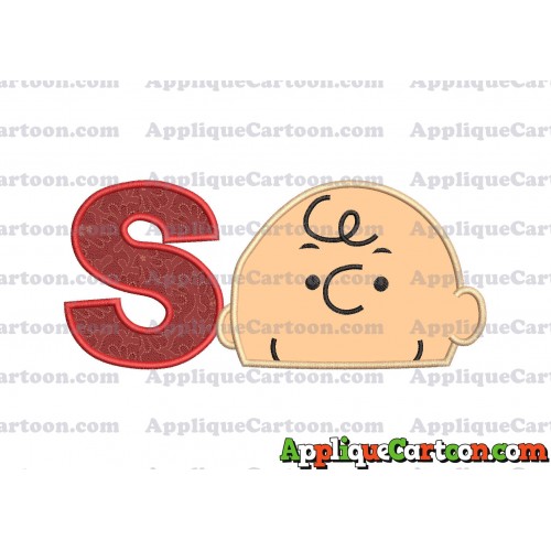 Charlie Brown Peanuts Head Applique Embroidery Design With Alphabet S