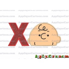 Charlie Brown Peanuts Head Applique Embroidery Design With Alphabet X