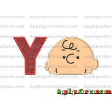 Charlie Brown Peanuts Head Applique Embroidery Design With Alphabet Y