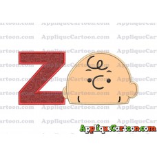Charlie Brown Peanuts Head Applique Embroidery Design With Alphabet Z