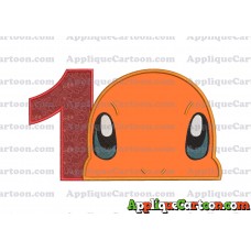 Charmander Pokemon Head Applique Embroidery Design Birthday Number 1