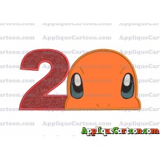 Charmander Pokemon Head Applique Embroidery Design Birthday Number 2