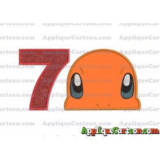 Charmander Pokemon Head Applique Embroidery Design Birthday Number 7