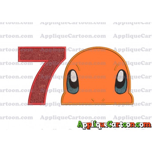 Charmander Pokemon Head Applique Embroidery Design Birthday Number 7