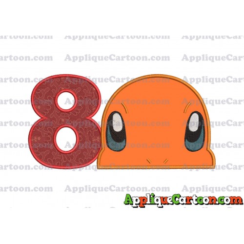 Charmander Pokemon Head Applique Embroidery Design Birthday Number 8