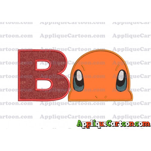 Charmander Pokemon Head Applique Embroidery Design With Alphabet B