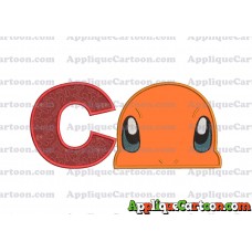 Charmander Pokemon Head Applique Embroidery Design With Alphabet C