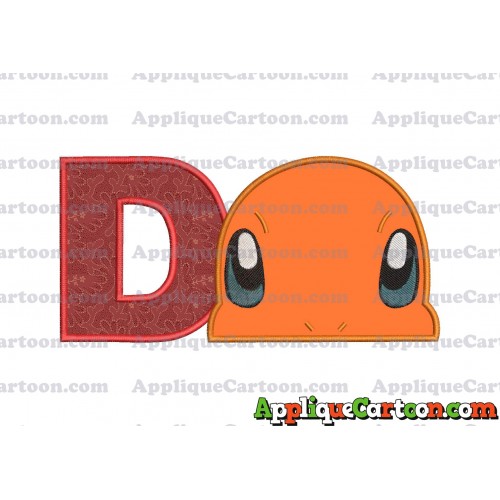 Charmander Pokemon Head Applique Embroidery Design With Alphabet D