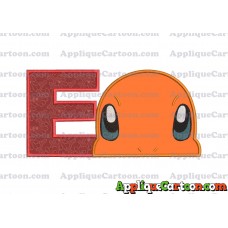 Charmander Pokemon Head Applique Embroidery Design With Alphabet E
