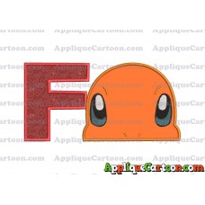 Charmander Pokemon Head Applique Embroidery Design With Alphabet F