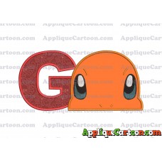 Charmander Pokemon Head Applique Embroidery Design With Alphabet G