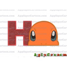 Charmander Pokemon Head Applique Embroidery Design With Alphabet H