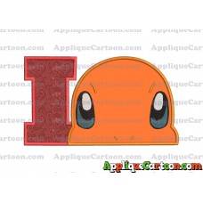 Charmander Pokemon Head Applique Embroidery Design With Alphabet I