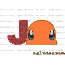 Charmander Pokemon Head Applique Embroidery Design With Alphabet J