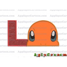 Charmander Pokemon Head Applique Embroidery Design With Alphabet L