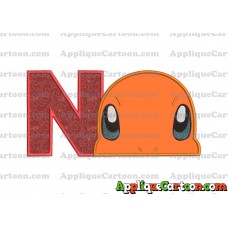 Charmander Pokemon Head Applique Embroidery Design With Alphabet N