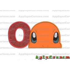 Charmander Pokemon Head Applique Embroidery Design With Alphabet O