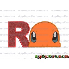 Charmander Pokemon Head Applique Embroidery Design With Alphabet R