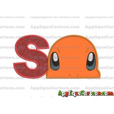 Charmander Pokemon Head Applique Embroidery Design With Alphabet S