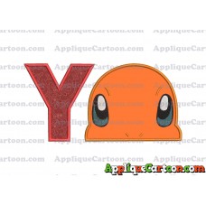 Charmander Pokemon Head Applique Embroidery Design With Alphabet Y