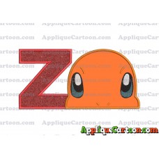 Charmander Pokemon Head Applique Embroidery Design With Alphabet Z