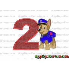 Chase Paw Patrol Applique Embroidery Design Birthday Number 2