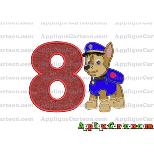 Chase Paw Patrol Applique Embroidery Design Birthday Number 8