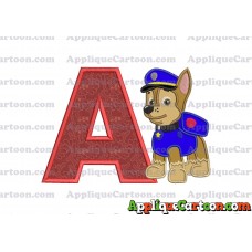 Chase Paw Patrol Applique Embroidery Design With Alphabet A