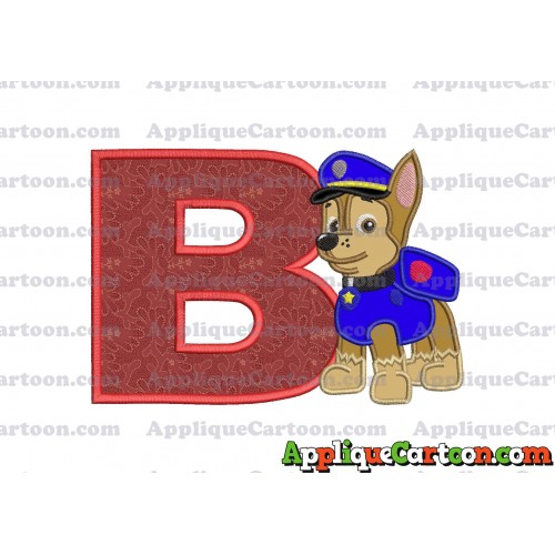 Chase Paw Patrol Applique Embroidery Design With Alphabet B