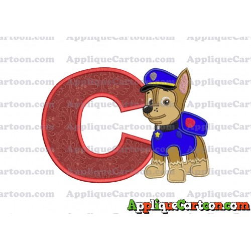 Chase Paw Patrol Applique Embroidery Design With Alphabet C
