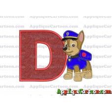 Chase Paw Patrol Applique Embroidery Design With Alphabet D