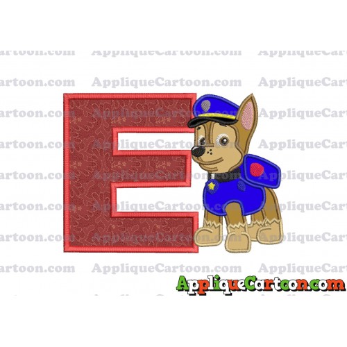 Chase Paw Patrol Applique Embroidery Design With Alphabet E