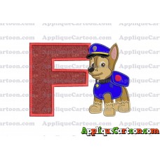 Chase Paw Patrol Applique Embroidery Design With Alphabet F