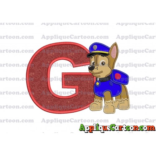 Chase Paw Patrol Applique Embroidery Design With Alphabet G