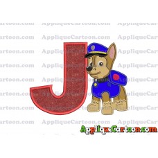 Chase Paw Patrol Applique Embroidery Design With Alphabet J