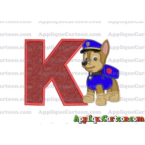 Chase Paw Patrol Applique Embroidery Design With Alphabet K