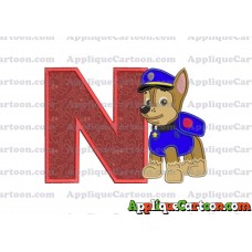 Chase Paw Patrol Applique Embroidery Design With Alphabet N