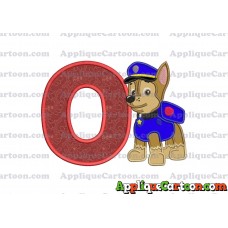 Chase Paw Patrol Applique Embroidery Design With Alphabet O